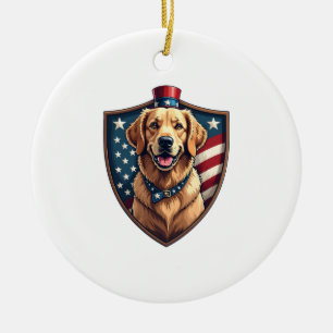Patriottische Hond Papa Golden Retriever Graveren  Keramisch Ornament