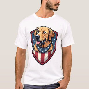 Patriottische Hond Papa Golden Retriever Graveren T-shirt