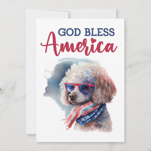 Patriottische Hond - Poodle 4 juli kaart (Voorkant)