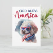 Patriottische Hond - Poodle 4 juli kaart (Staand voorkant)