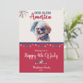 Patriottische Hond - Poodle 4 juli kaart (Staand voorkant)
