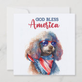 Patriottische Hond-Poodle 4 juli kaart (Voorkant)