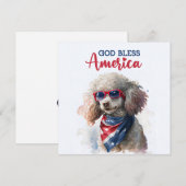 Patriottische Hond-Poodle 4 juli kaart (Voorkant / Achterkant)