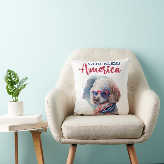 Patriottische Hond-Poodle Kussen (Stoel)