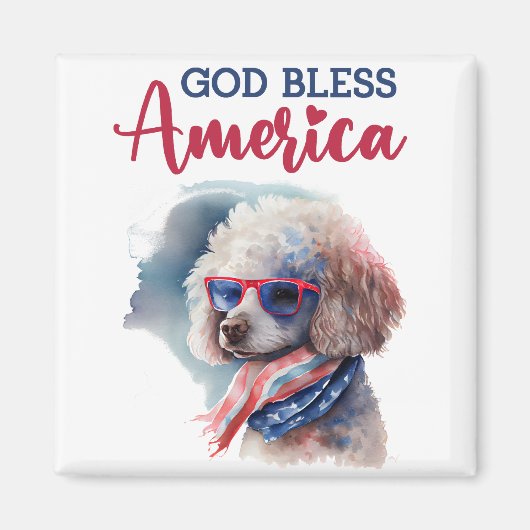 Patriottische Hond-Poodle Magneet (Voorkant)