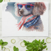 Patriottische Hond-Poodle Theedoek (Gevouwen)