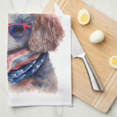 Patriottische Hond-Poodle Theedoek (Quarter Fold)