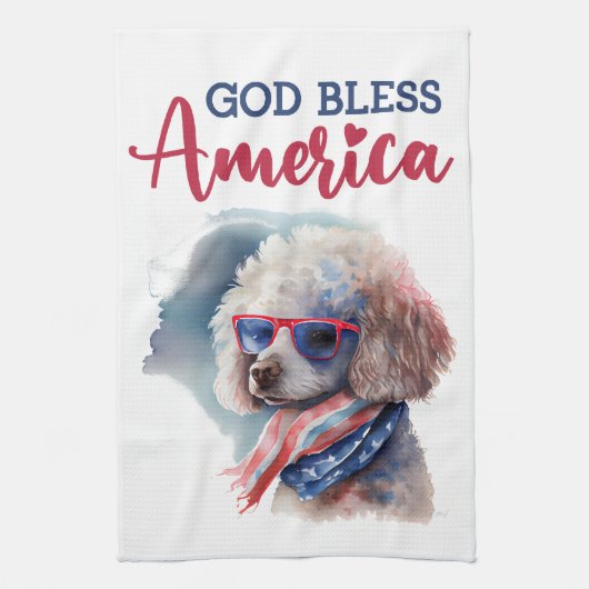 Patriottische Hond-Poodle Theedoek (Verticaal)