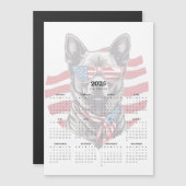 Patriottische Hond Rood Wit Blauw 2025 Magneet Kal (Voorkant / Achterkant)