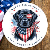 Patriottische hond Rood Wit Blauw Labrador 4 juli Ronde Sticker
