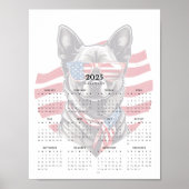Patriottische Hond Rood Wit Blauw Sjaal 2025 Kalen Poster (Voorkant)