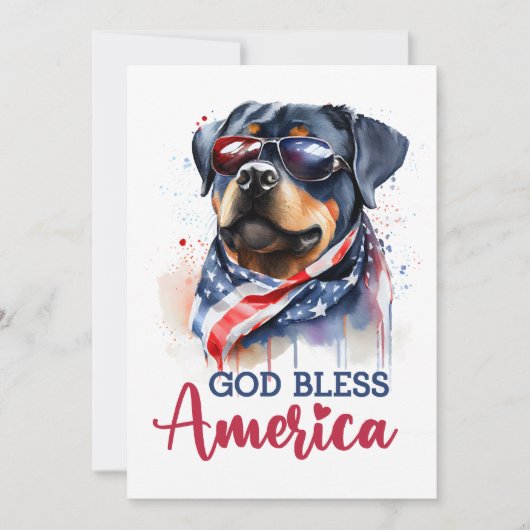 Patriottische Hond-Rottweiler 4 juli kaart (Voorkant)