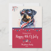 Patriottische Hond-Rottweiler 4 juli kaart (Voorkant)
