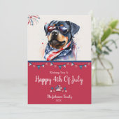 Patriottische Hond-Rottweiler 4 juli kaart (Staand voorkant)