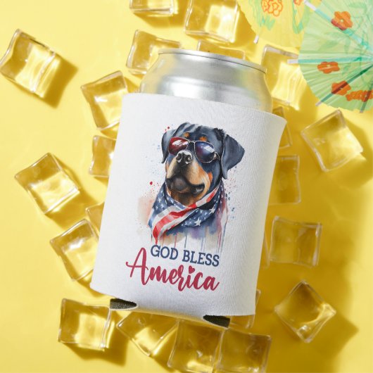 Patriottische Hond-Rottweiler Blikjeskoeler (Insitu Zomer)