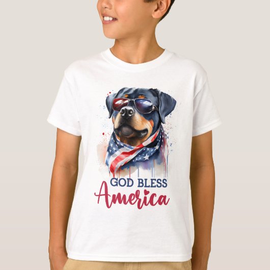 Patriottische Hond-Rottweiler T-shirt (Voorkant)