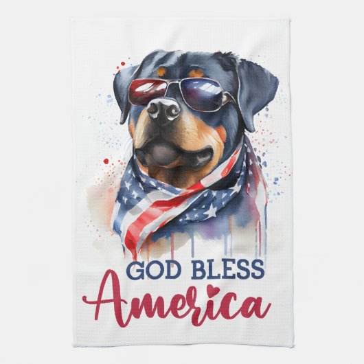 Patriottische Hond-Rottweiler Theedoek (Verticaal)