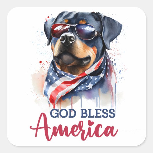 Patriottische hond-rottweiler vierkante sticker (Voorkant)