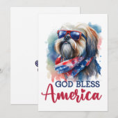 Patriottische Hond- Shih Tzu 4 juli kaart (Voorkant / Achterkant)