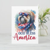 Patriottische Hond- Shih Tzu 4 juli kaart (Staand voorkant)