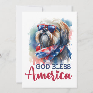 Patriottische Hond- Shih Tzu 4 juli kaart