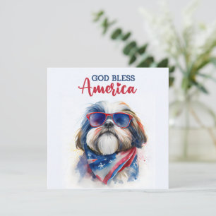 Patriottische Hond-Shih Tzu 4 juli kaart