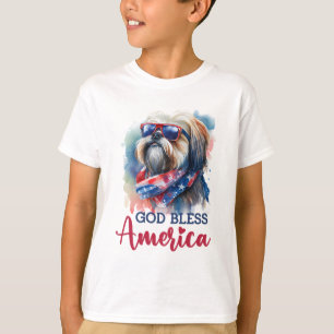 Patriottische hond-Shih tzu T-shirt