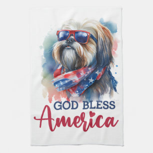 Patriottische Hond-Shih tzu Theedoek