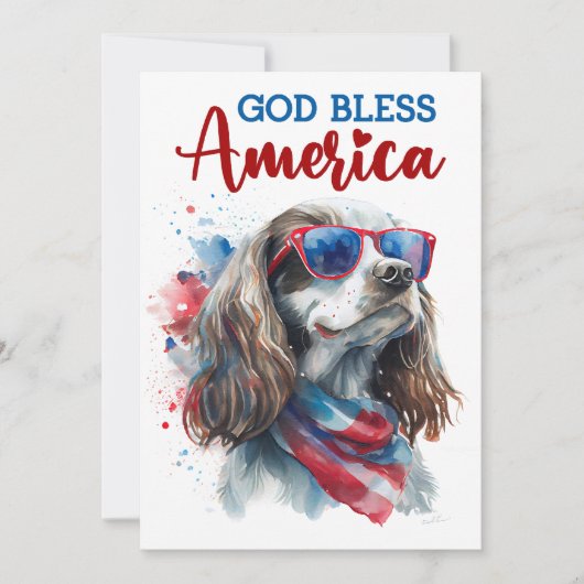 Patriottische Hond- Spaniel 4 juli kaart (Voorkant)