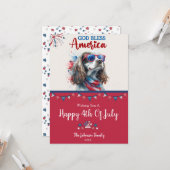 Patriottische Hond- Spaniel 4 juli kaart (Voorkant / Achterkant in situ)