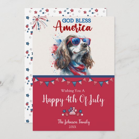 Patriottische Hond- Spaniel 4 juli kaart (Voorkant / Achterkant)