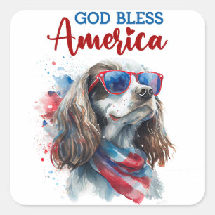 Patriottische Hond-Spaniel Vierkante Sticker