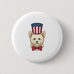 Patriottische Hond Tophoed Vintage Vector Ontwerp_ Ronde Button 5,7 Cm