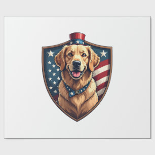 Patriottische Hond Vader Gouden Retriever Graveers Cadeaupapier