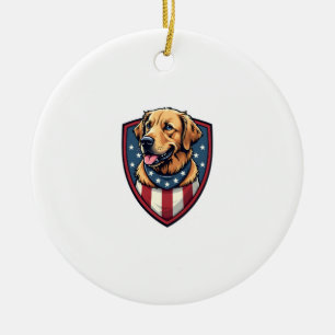 Patriottische Hond Vader Gouden Retriever Graveers Keramisch Ornament
