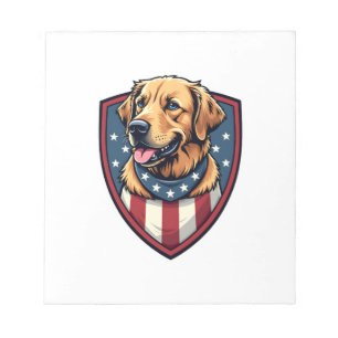 Patriottische Hond Vader Gouden Retriever Graveers Notitieblok