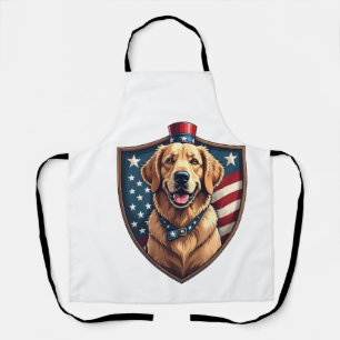 Patriottische Hond Vader Gouden Retriever Gravure  Schort