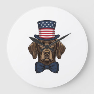 Patriottische Hond Vintage Gravure Shirt Ontwerp_1 Grote Klok