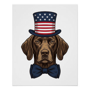 Patriottische Hond Vintage Gravure Shirt Ontwerp_1 Perfect Poster