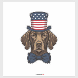Patriottische Hond Vintage Gravure Shirt Ontwerp_1 Sticker
