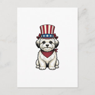 Patriottische Hond Vintage Gravure Vector Design_1 Briefkaart