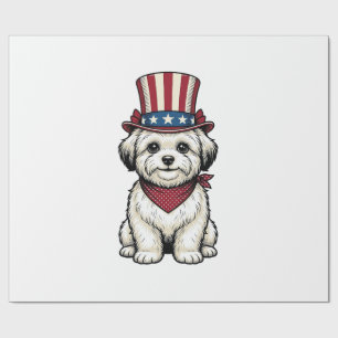 Patriottische Hond Vintage Gravure Vector Design_1 Cadeaupapier
