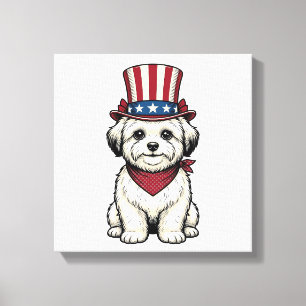 Patriottische Hond Vintage Gravure Vector Design_1 Canvas Afdruk