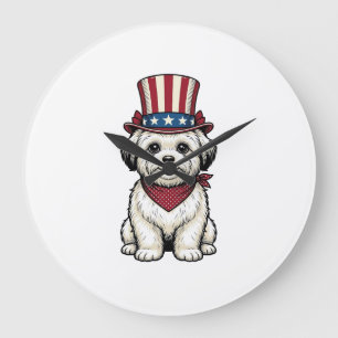 Patriottische Hond Vintage Gravure Vector Design_1 Grote Klok