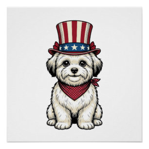 Patriottische Hond Vintage Gravure Vector Design_1 Perfect Poster