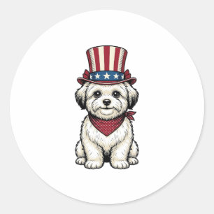 Patriottische Hond Vintage Gravure Vector Design_1 Ronde Sticker