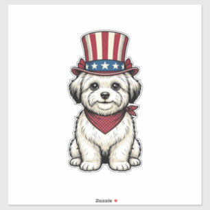 Patriottische Hond Vintage Gravure Vector Design_1 Sticker