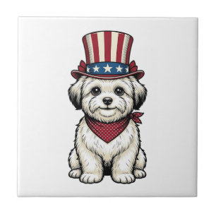 Patriottische Hond Vintage Gravure Vector Design_1 Tegeltje