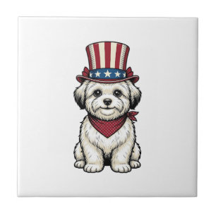 Patriottische Hond Vintage Gravure Vector Design_1 Tegeltje