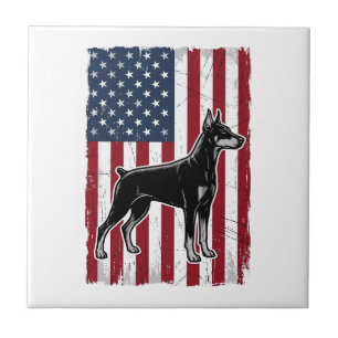 Patriottische Hond Vlag Vintage Vector T-shirt Ont Tegeltje